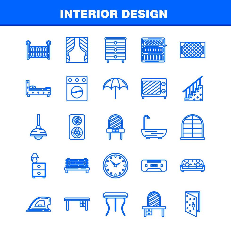 Interior Design Line Icons Set For Infographics Mobile UXUI Kit And Print Design Include Switch Plug Electronics Electric Table Furniture Home Tables Eps 10 Vector