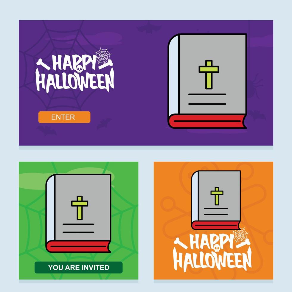 feliz diseño de invitación de halloween con el vector de la santa biblia