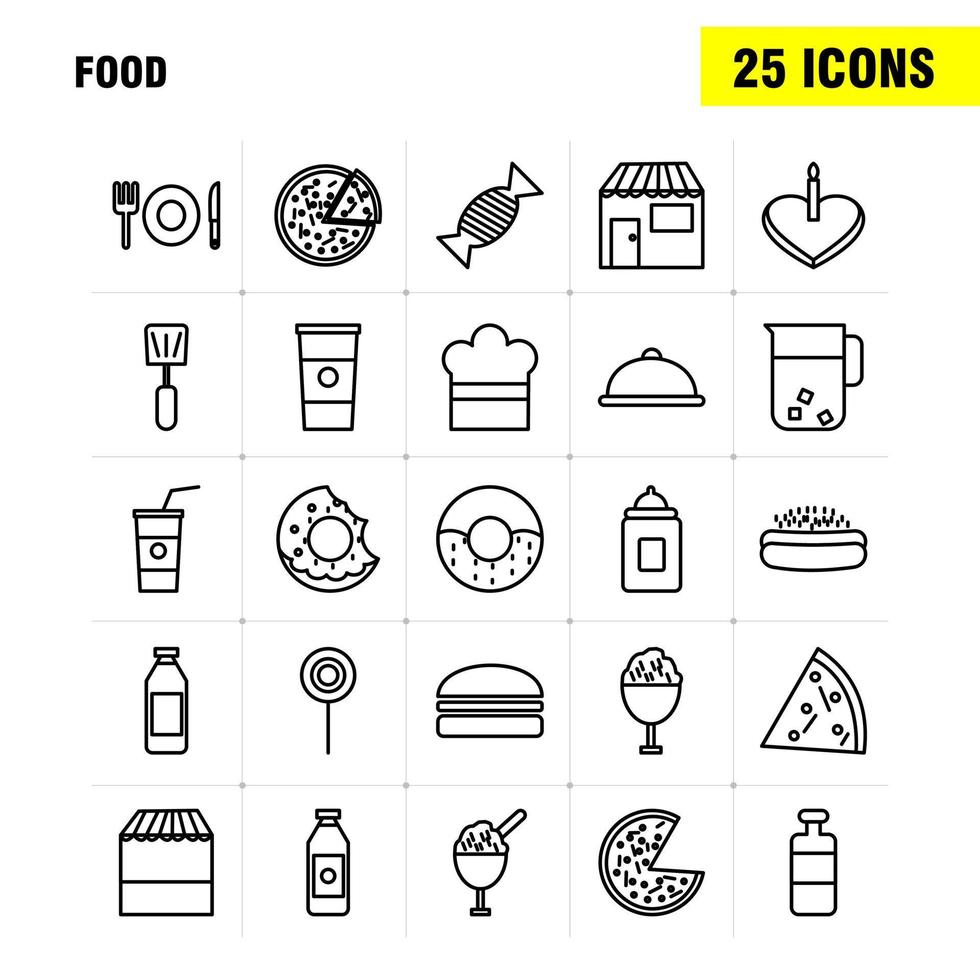 Food Line Icons Set For Infographics Mobile UXUI Kit And Print Design Include Food Ice Cream Meal Food Soup Meal Food Collection Modern Infographic Logo and Pictogram Vector