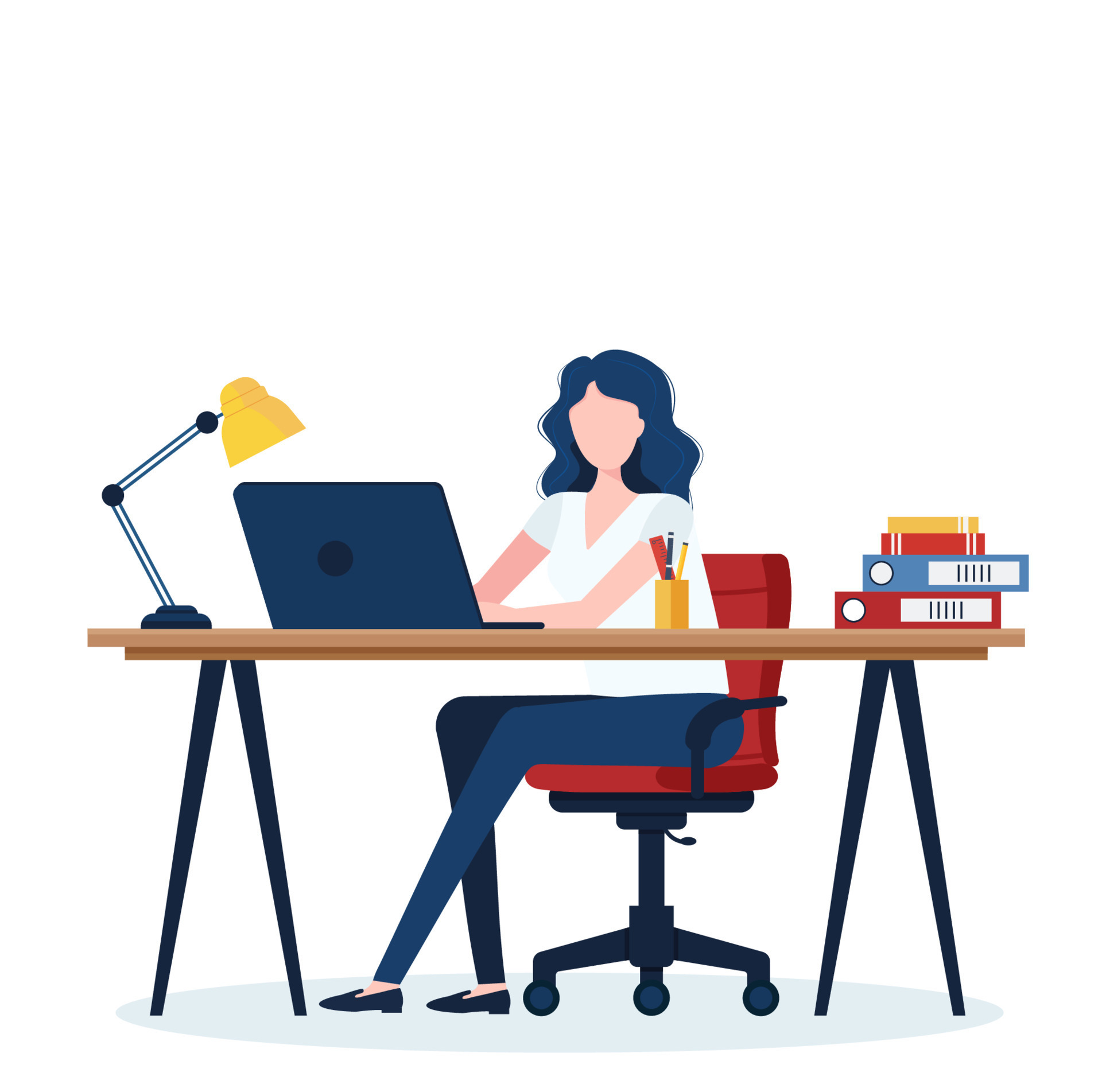 A young woman secretary working at the computer in office. workflow