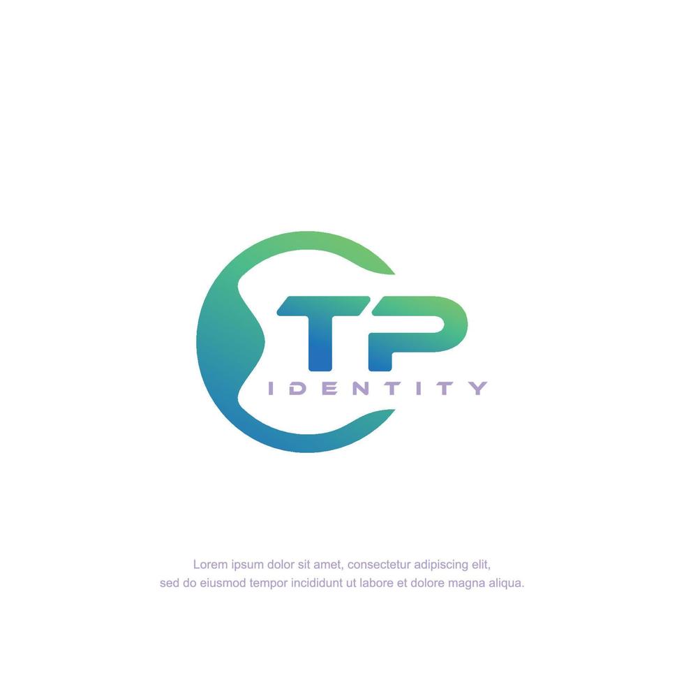 TP Initial letter circular line logo template vector with gradient color blend