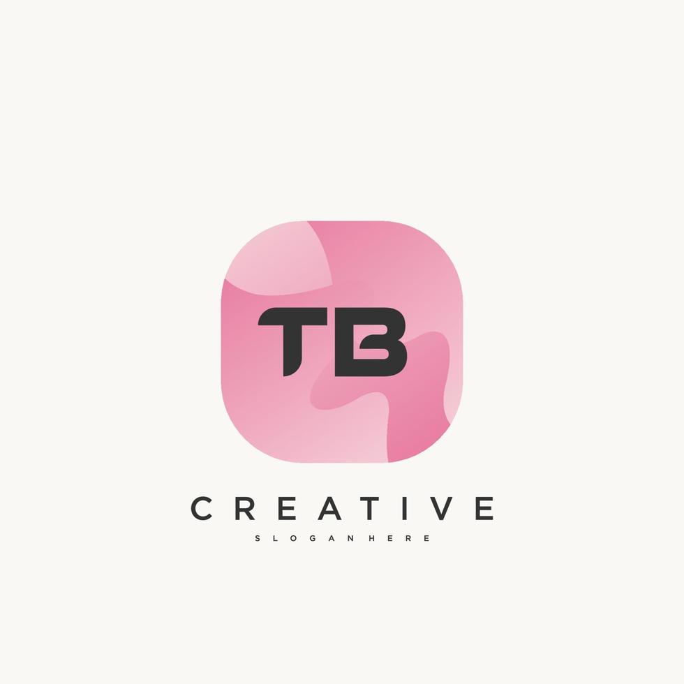 TB Initial Letter logo icon design template elements with wave colorful art. vector