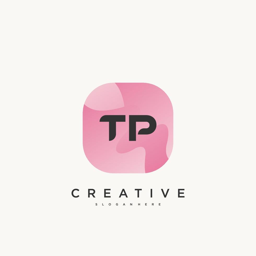 TP Initial Letter logo icon design template elements with wave colorful art. vector