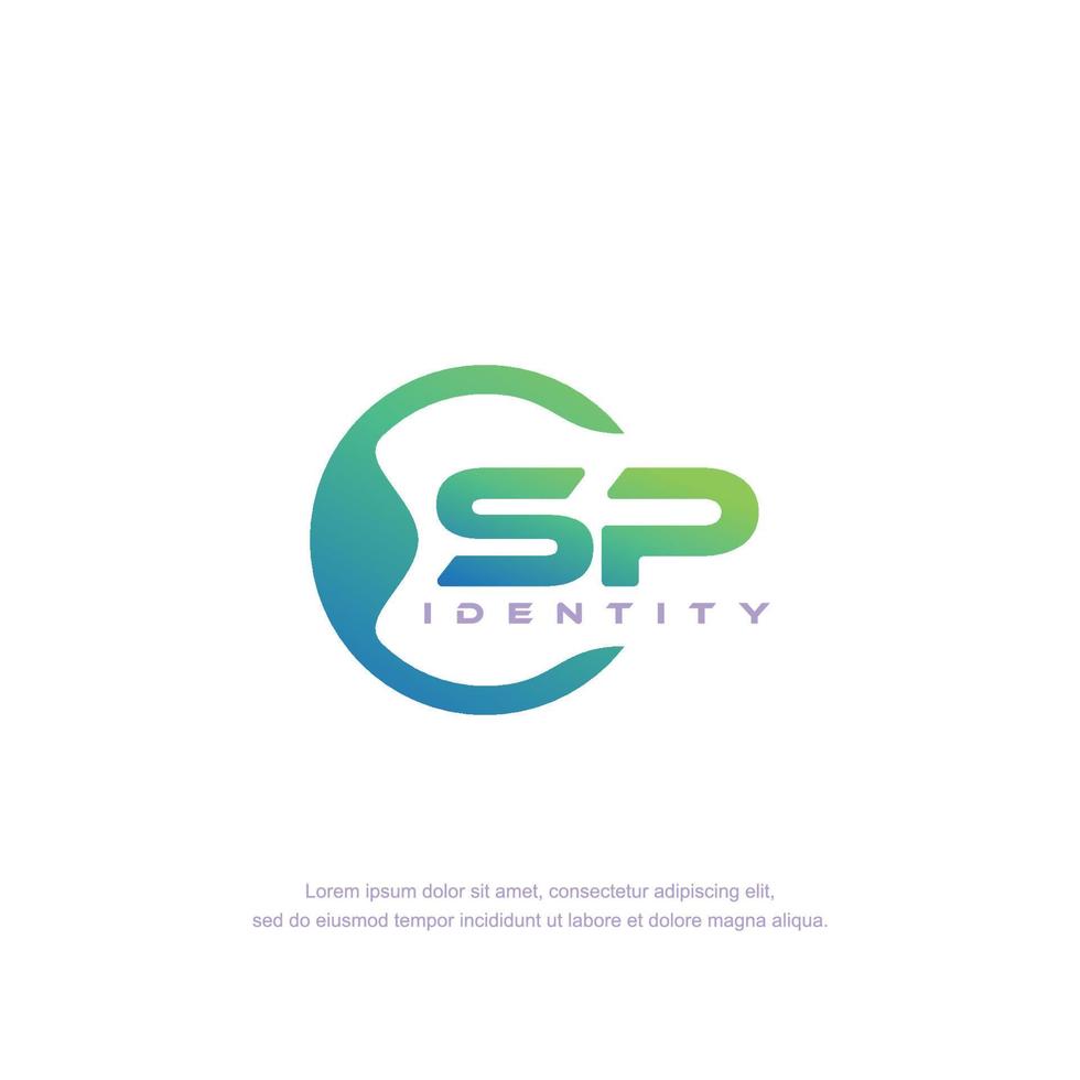 sp vector de plantilla de logotipo de línea circular de letra inicial con mezcla de color degradado