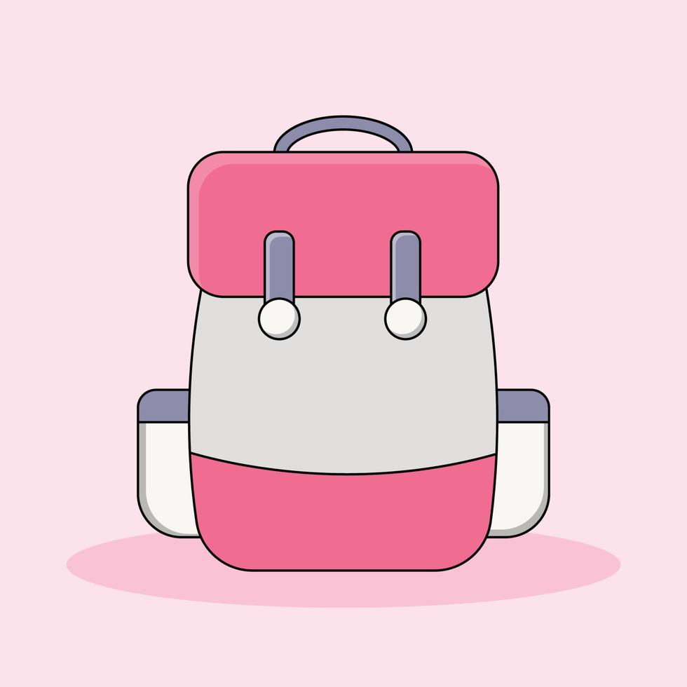 una mochila aislada en un fondo rosa suave vector