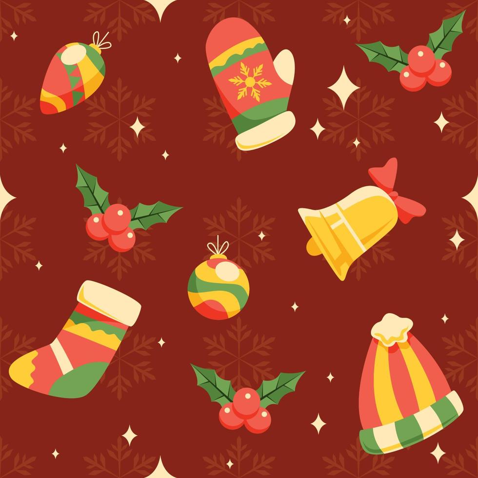 Seamless Pattern of Colorful Christmas Elements vector