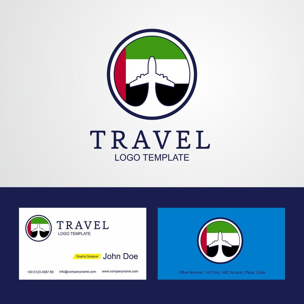 Travel UAE Creative Circle flag Logo and Business card design vector