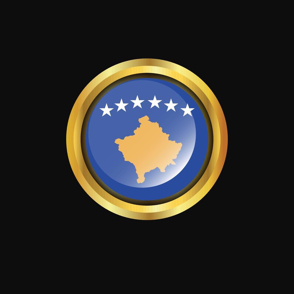 Kosovo flag Golden button vector