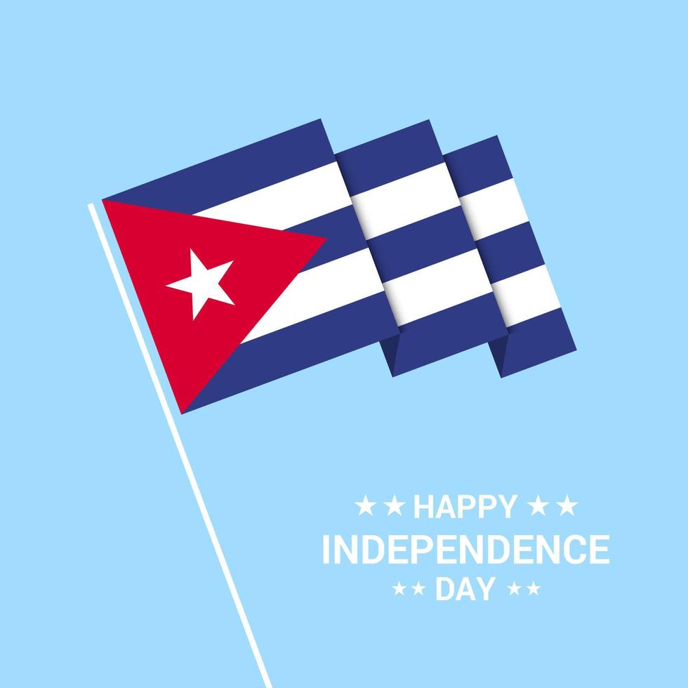 Cuba Independence day typographic design with flag vector