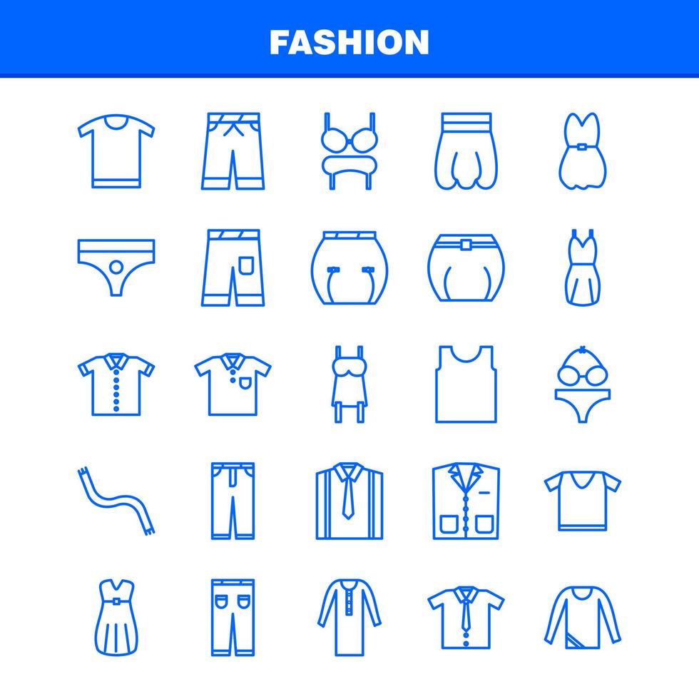 Fashion Line Icons Set For Infographics Mobile UXUI Kit And Print Design Include Hair Dryer Hair Dresser Hairs Makeup Top Garments Collection Modern Infographic Logo and Pictogram Vector