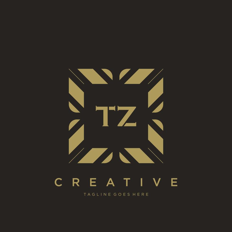 vector de plantilla de logotipo de monograma de ornamento de lujo de letra inicial tz