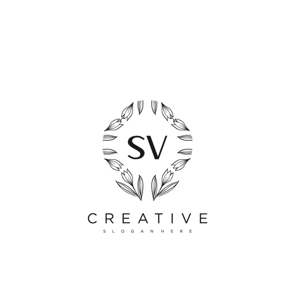 SV Initial Letter Flower Logo Template Vector premium vector art