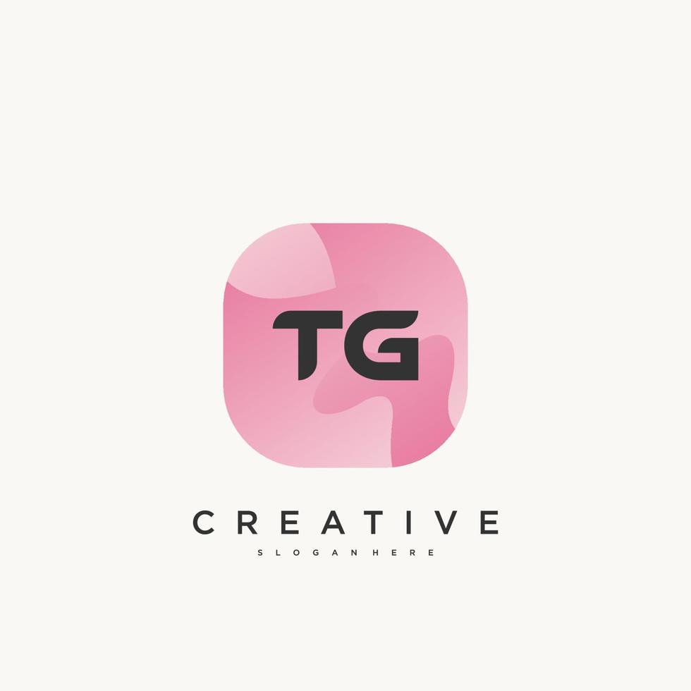 TG Initial Letter logo icon design template elements with wave colorful art. vector