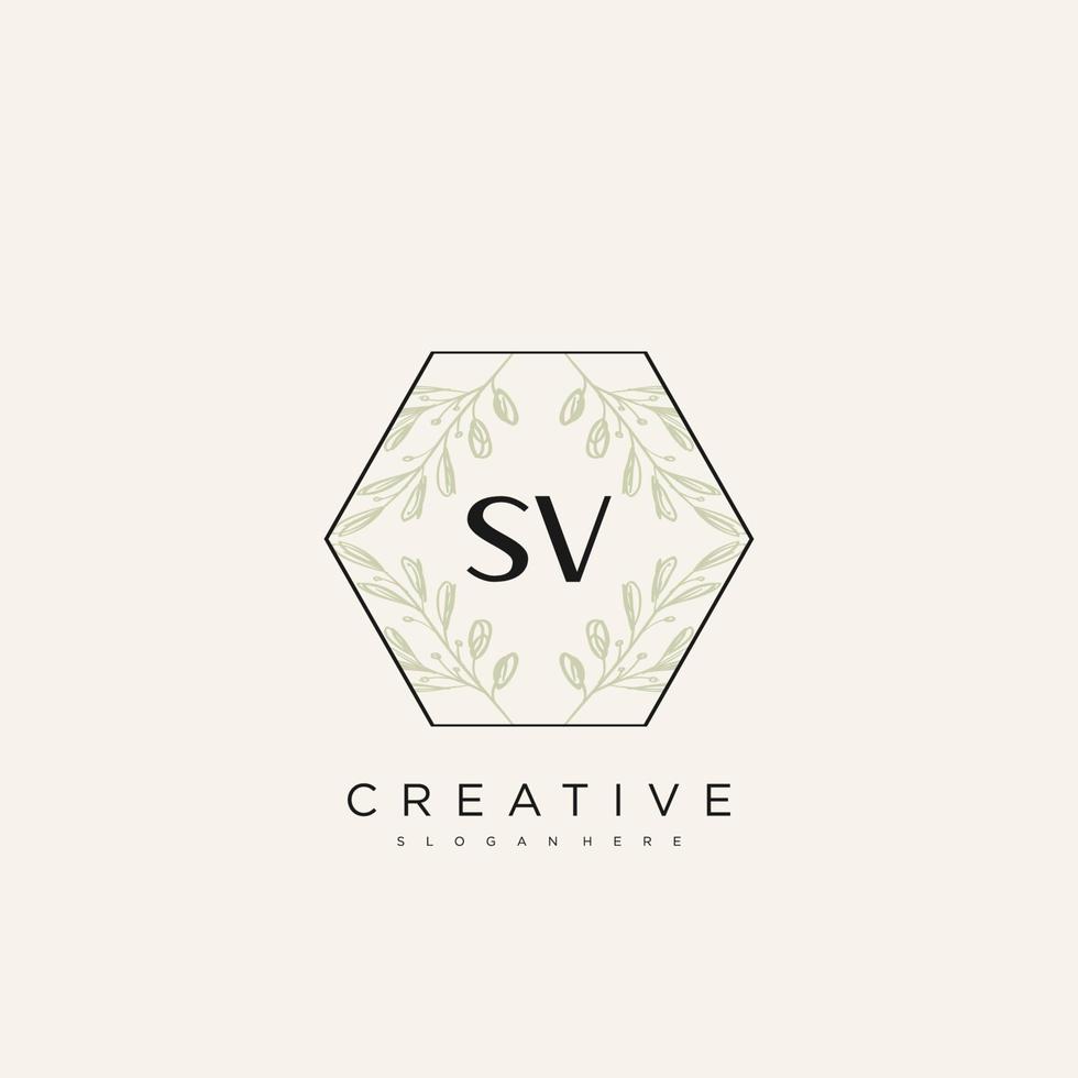 SV Initial Letter Flower Logo Template Vector premium vector art