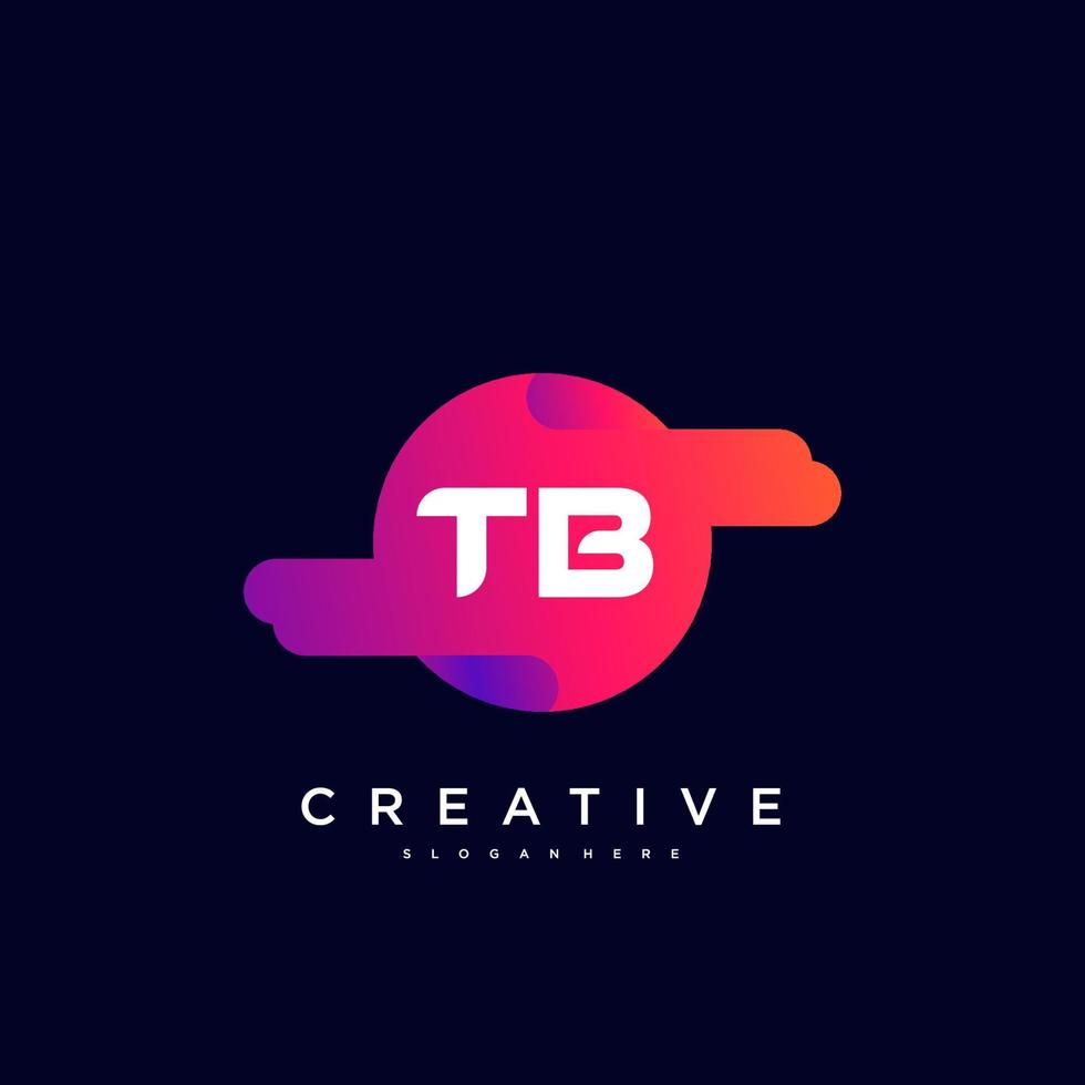 TB Initial Letter logo icon design template elements with wave colorful art. vector