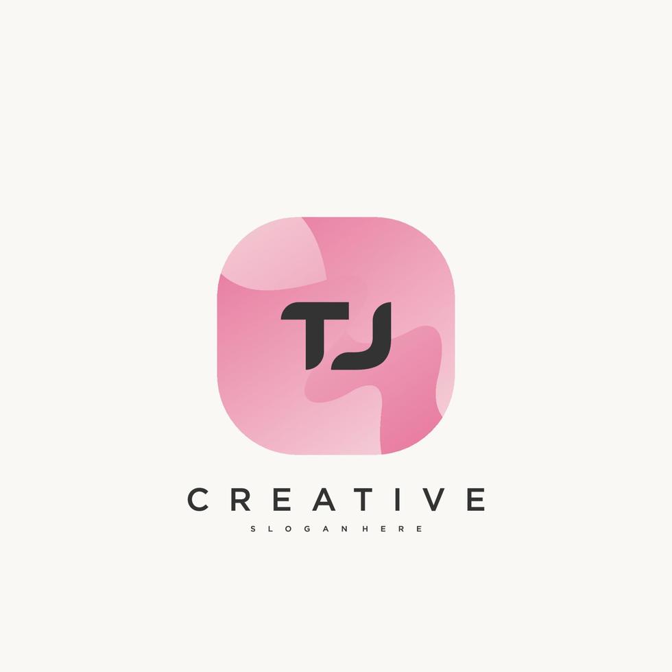 Elementos de plantilla de diseño de icono de logotipo de letra inicial tj con arte colorido de onda. vector