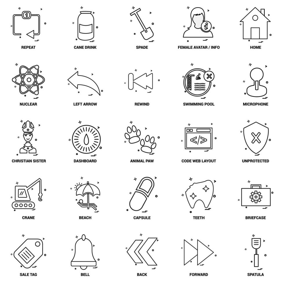 25 Business Concept Mix Line Icon set vector