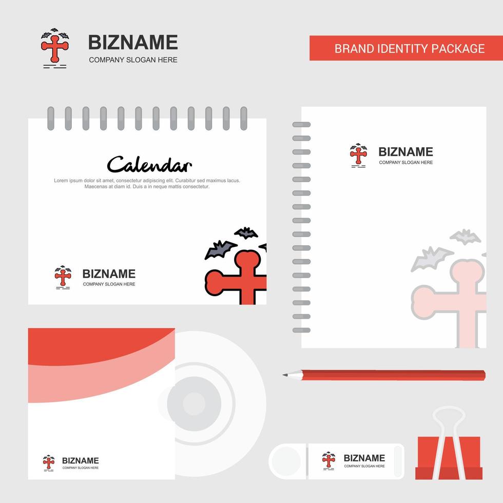 Grave Logo Calendar Template CD Cover Diary and USB Brand Stationary Package Design Vector Template