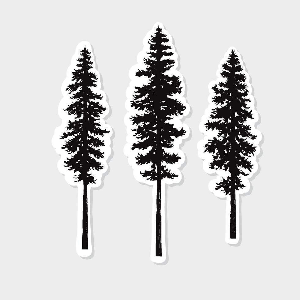 Pine tree sticker illustration vector