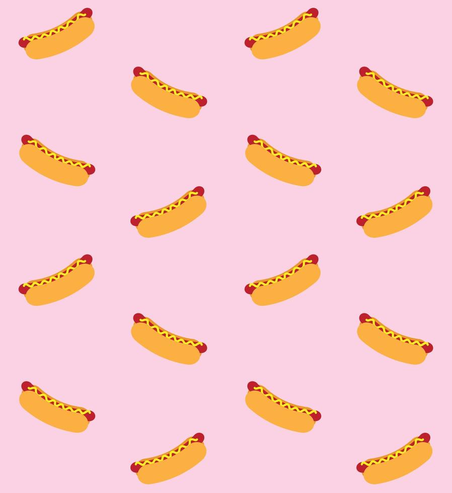 Vector seamless pattern of hot dog