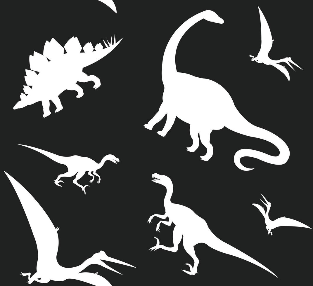 Vector seamless pattern of dinosaurs silhouette