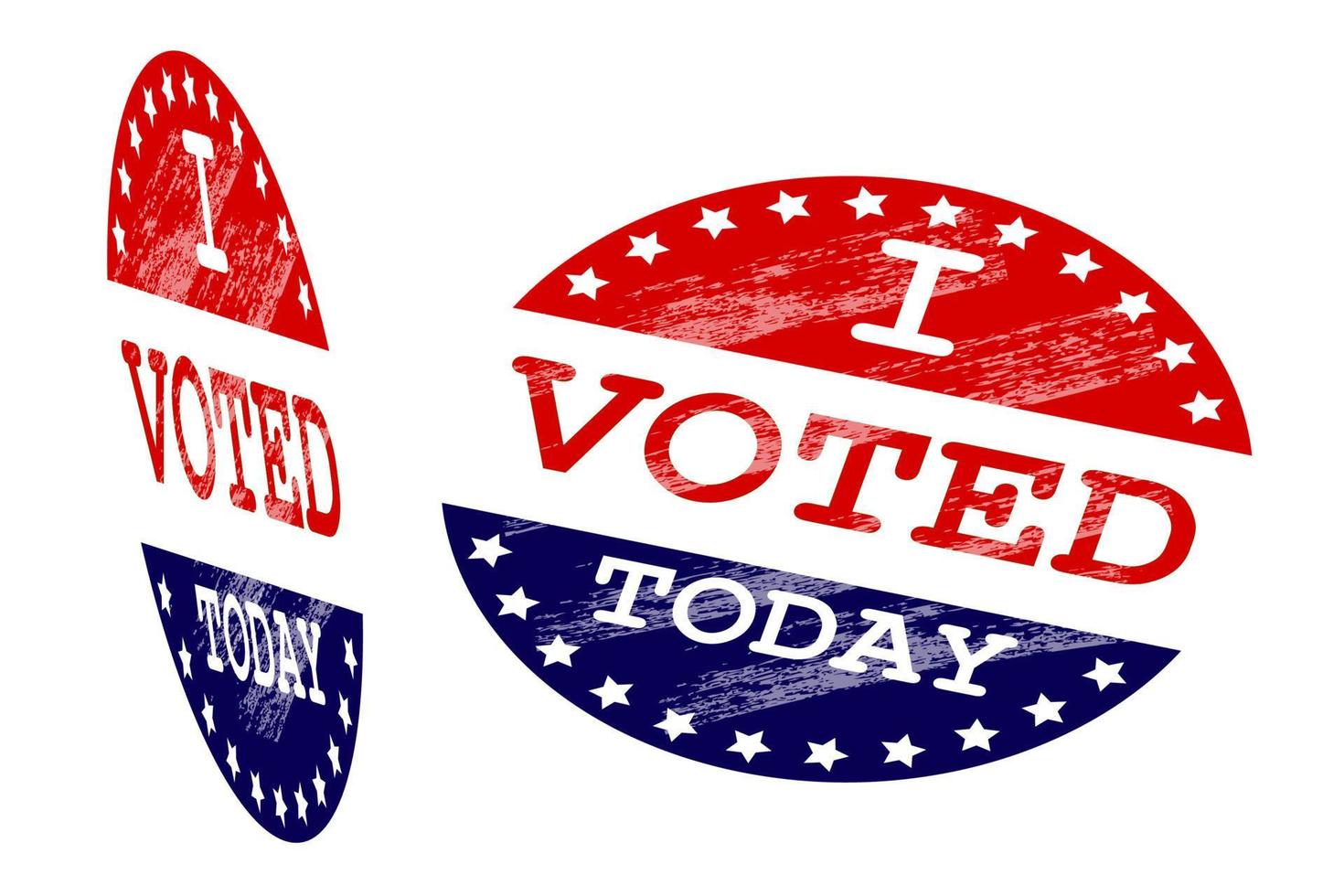 Two stickers with the inscription I voted today in a grunge style