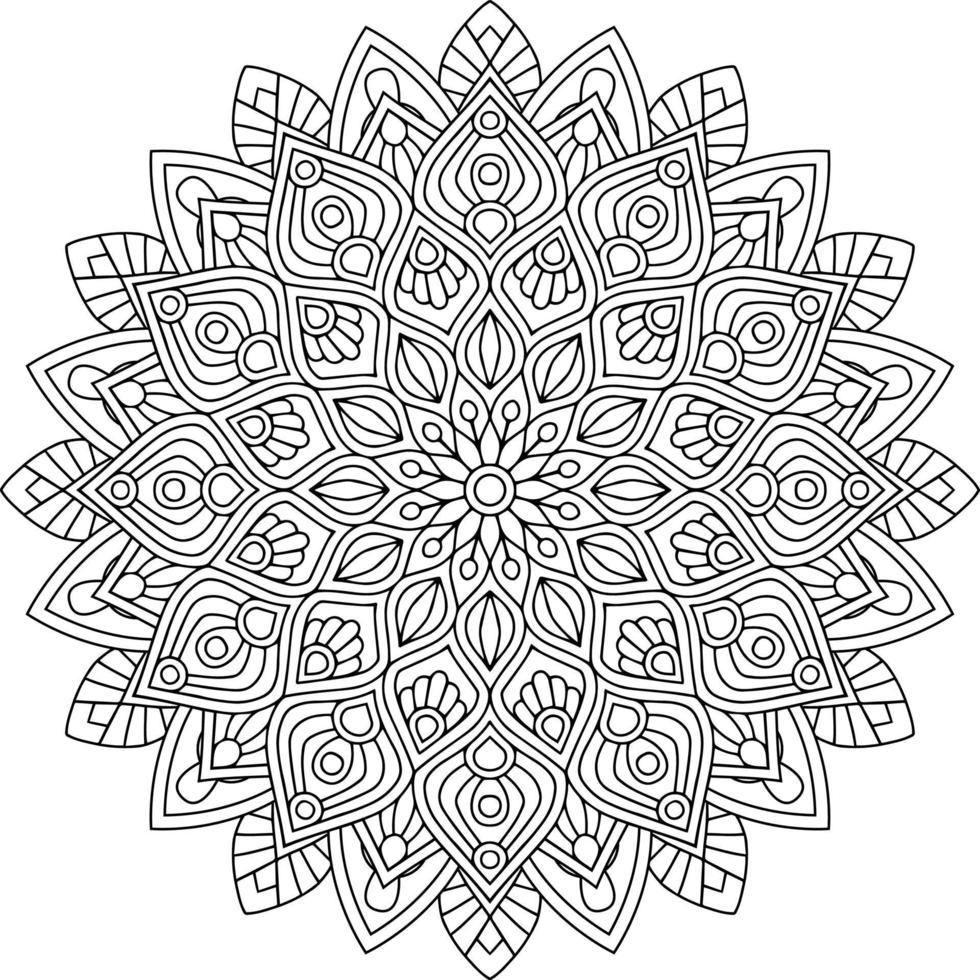 Decorative mandala hand drawn for adults coloring book vector