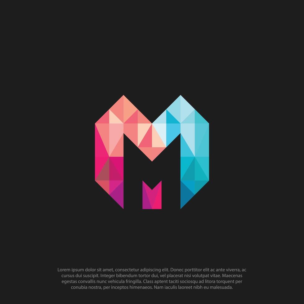 Geometric Initial letter MM M and gestalt negative space M logo with colorful background, letter combination logo design for creative industry, web, business and company vector