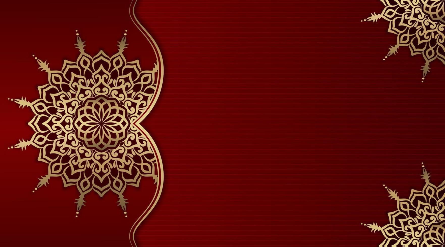 luxury ornamental mandala, red and gold, design vector