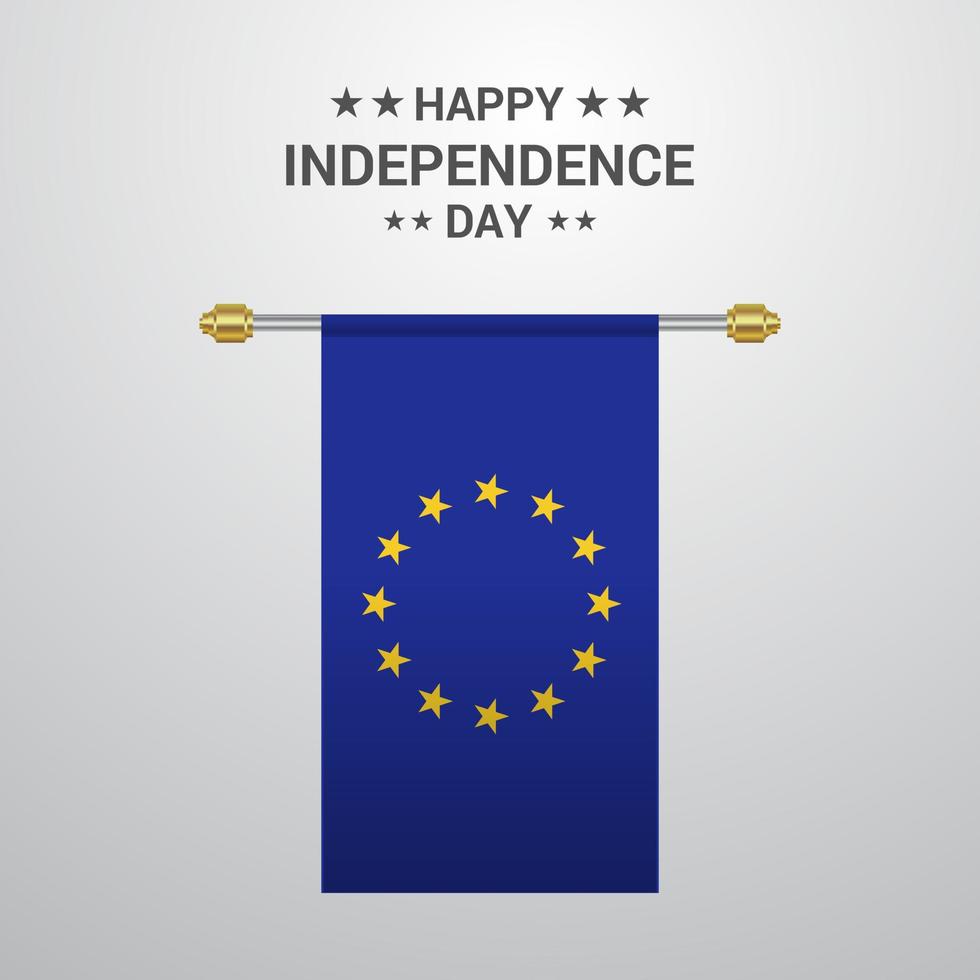 European Union Independence day hanging flag background vector