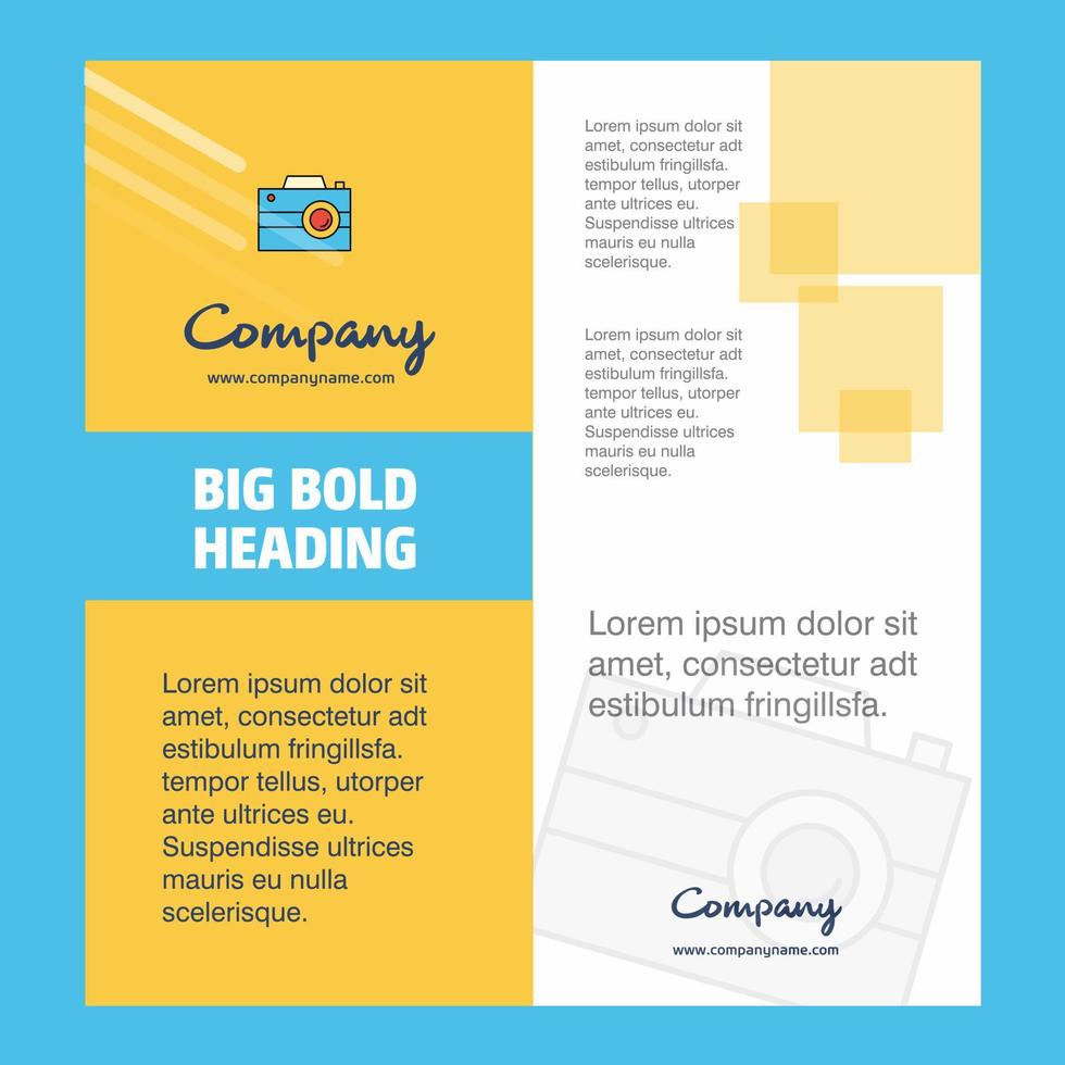Camera Company Brochure Title Page Design Company profile annual report presentations leaflet Vector Background