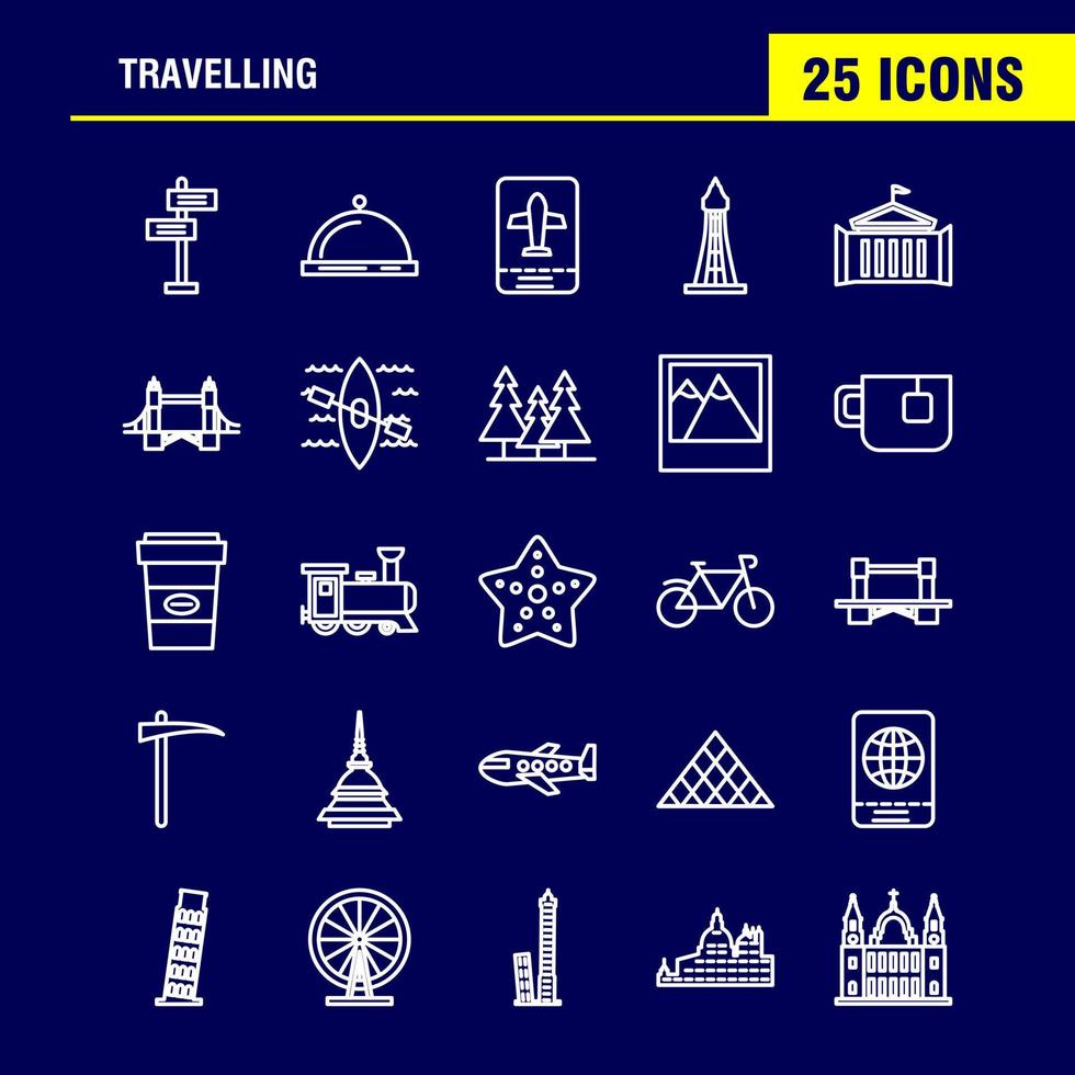 Travelling Line Icons Set For Infographics Mobile UXUI Kit And Print Design Include Globe Internet World Communication Clouds Weather Sky Storm Eps 10 Vector