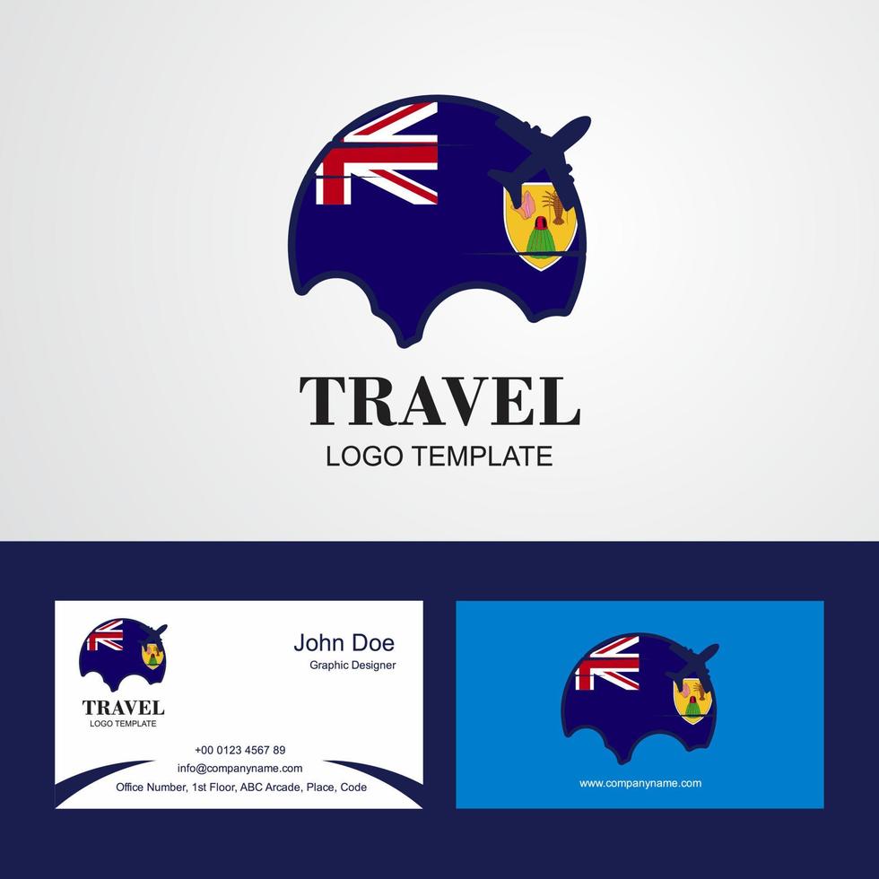 logotipo de la bandera de las islas turcas y caicos de viaje y diseño de tarjeta de visita vector