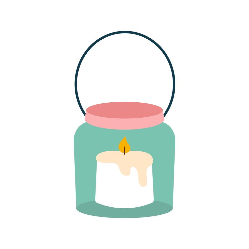 Lantern with candle doodle icon. Winter holiday season concept. vector