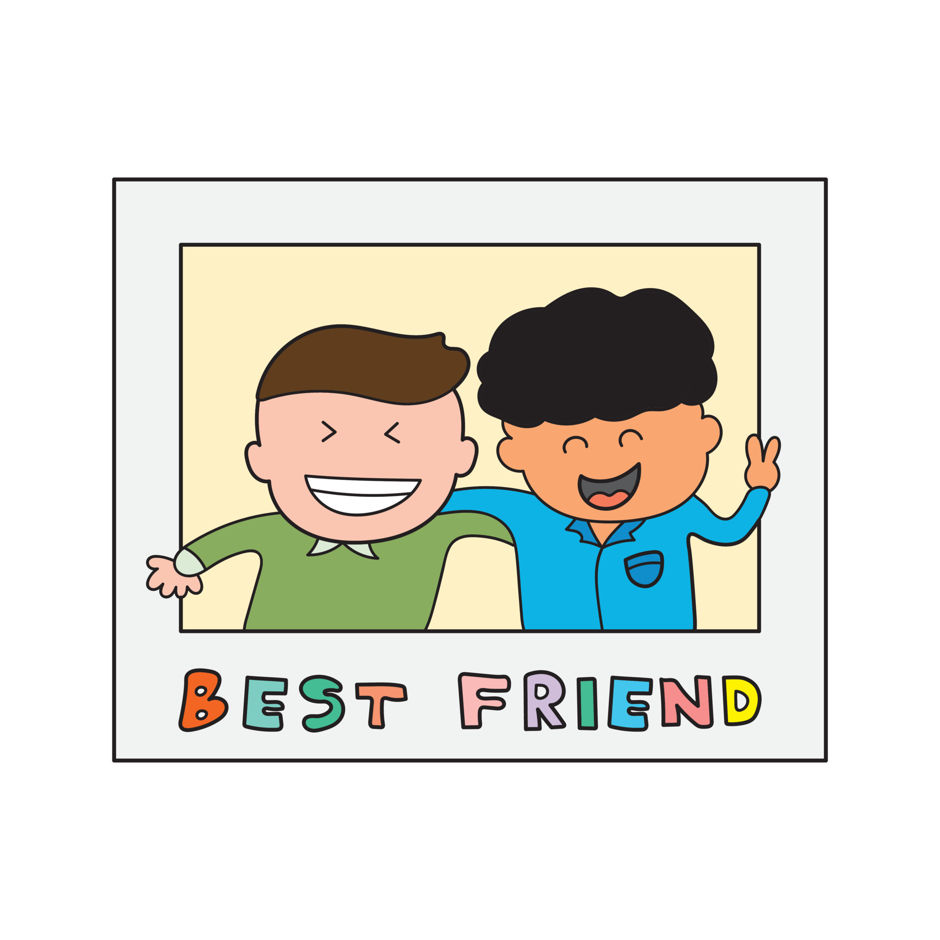 Kids drawing vector Illustration of childhood photo of best friend in a  cartoon style 14050036 Vector Art at Vecteezy
