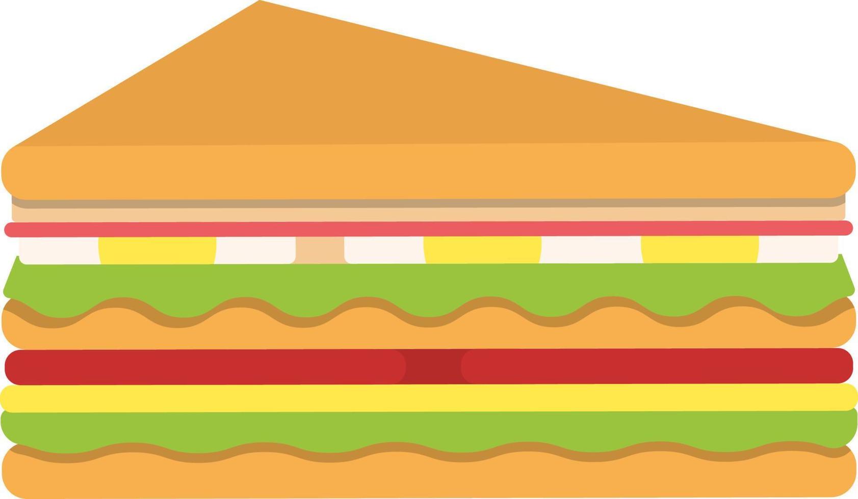 Sandwich on white background. Vector illustration in flat style.