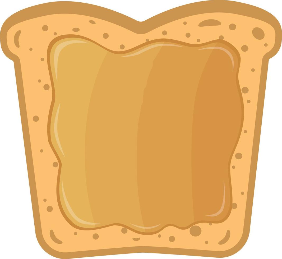 Slice of bread with peanut butter. Vector illustration, cartoon style.