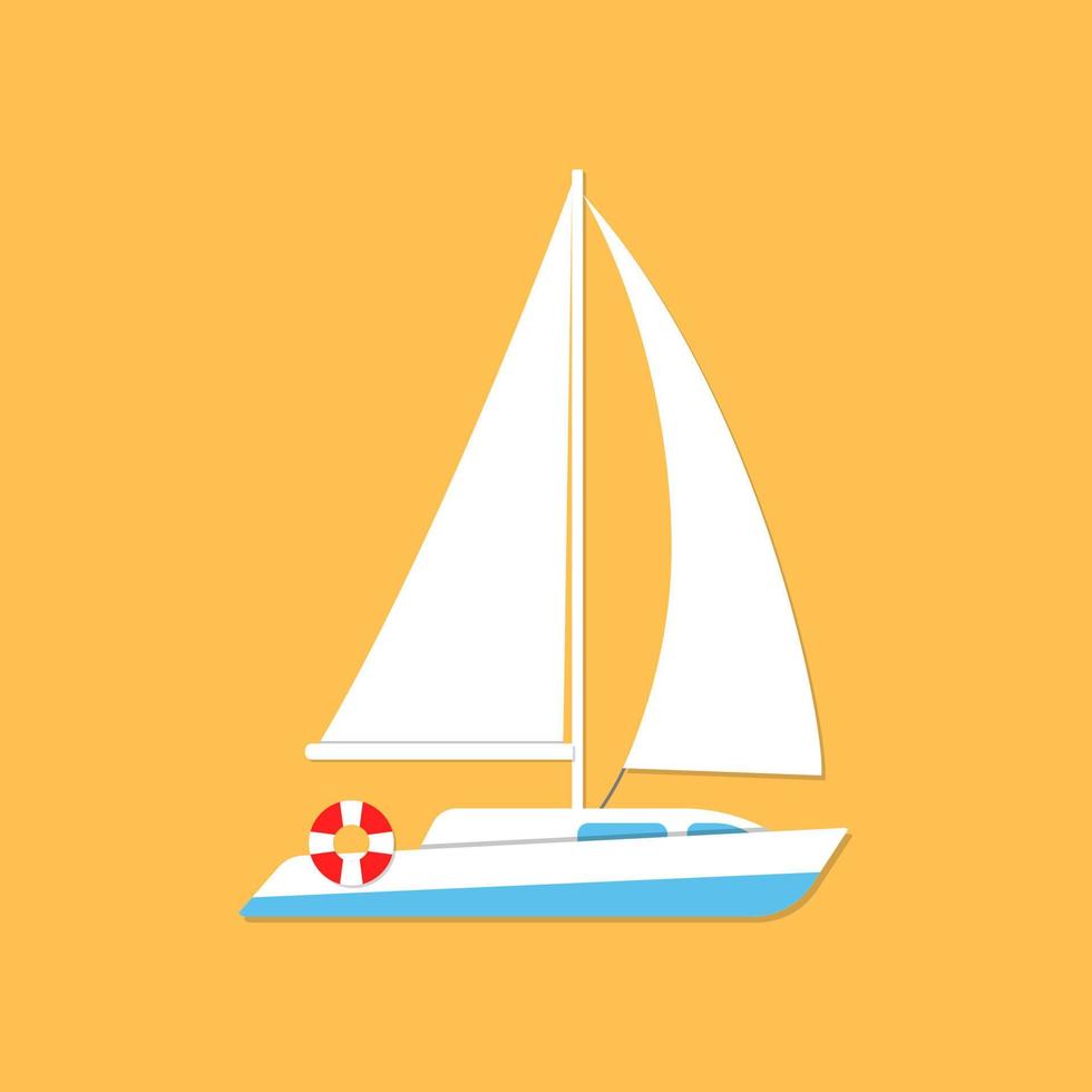 Yacht isolated, vector in flat style.. Yacht isolated in a flat style. Vector illustration.