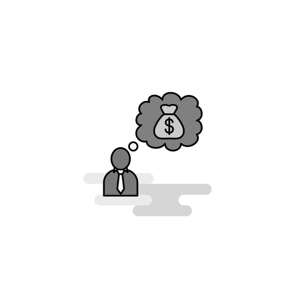 Thinking about money Web Icon Flat Line Filled Gray Icon Vector