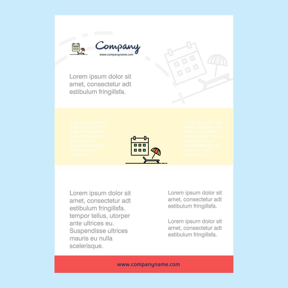 Template layout for Beach comany profile annual report presentations leaflet Brochure Vector Background
