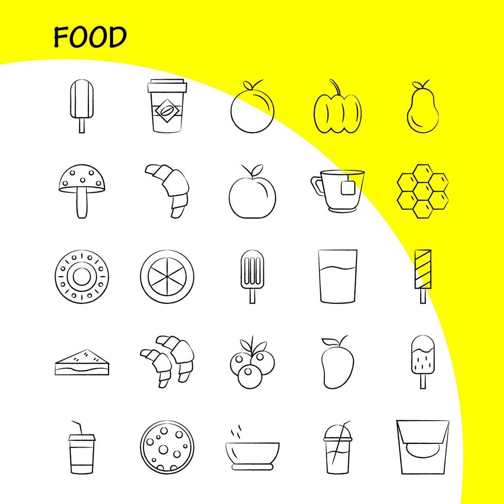 Food Hand Drawn Icon for Web Print and Mobile UXUI Kit Such as Croissant Food Eat Ice Ice Cream Eat Cream Pictogram Pack Vector