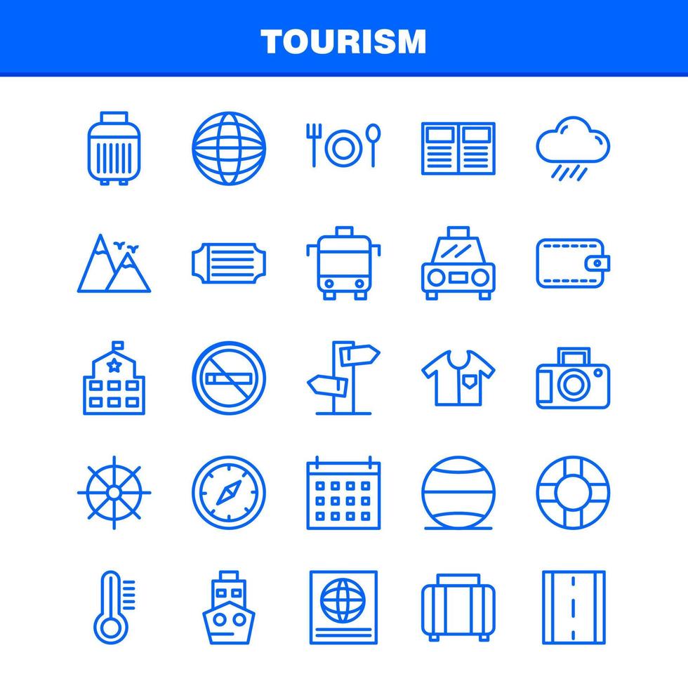paquete de íconos de línea de turismo para diseñadores y desarrolladores íconos de termómetro de temperatura clima no fumar viajes de turismo fumar vector