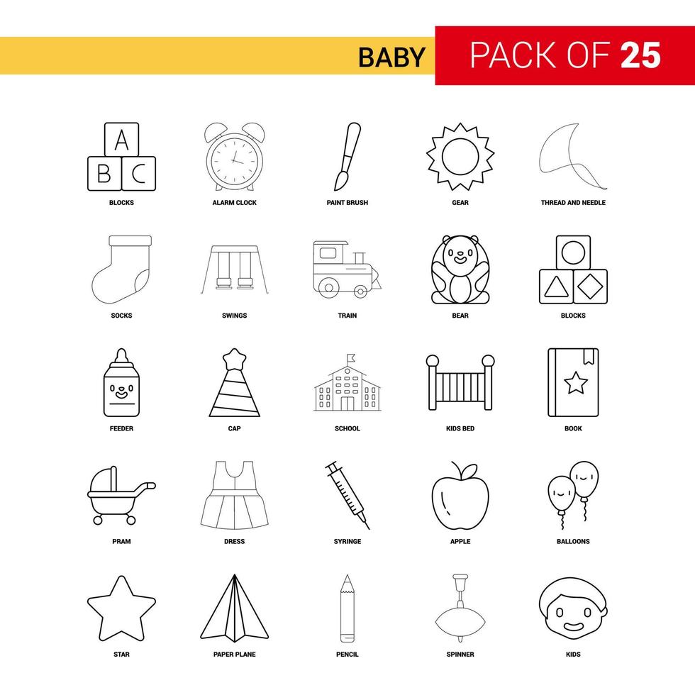 Baby Black Line Icon 25 Business Outline Icon Set vector