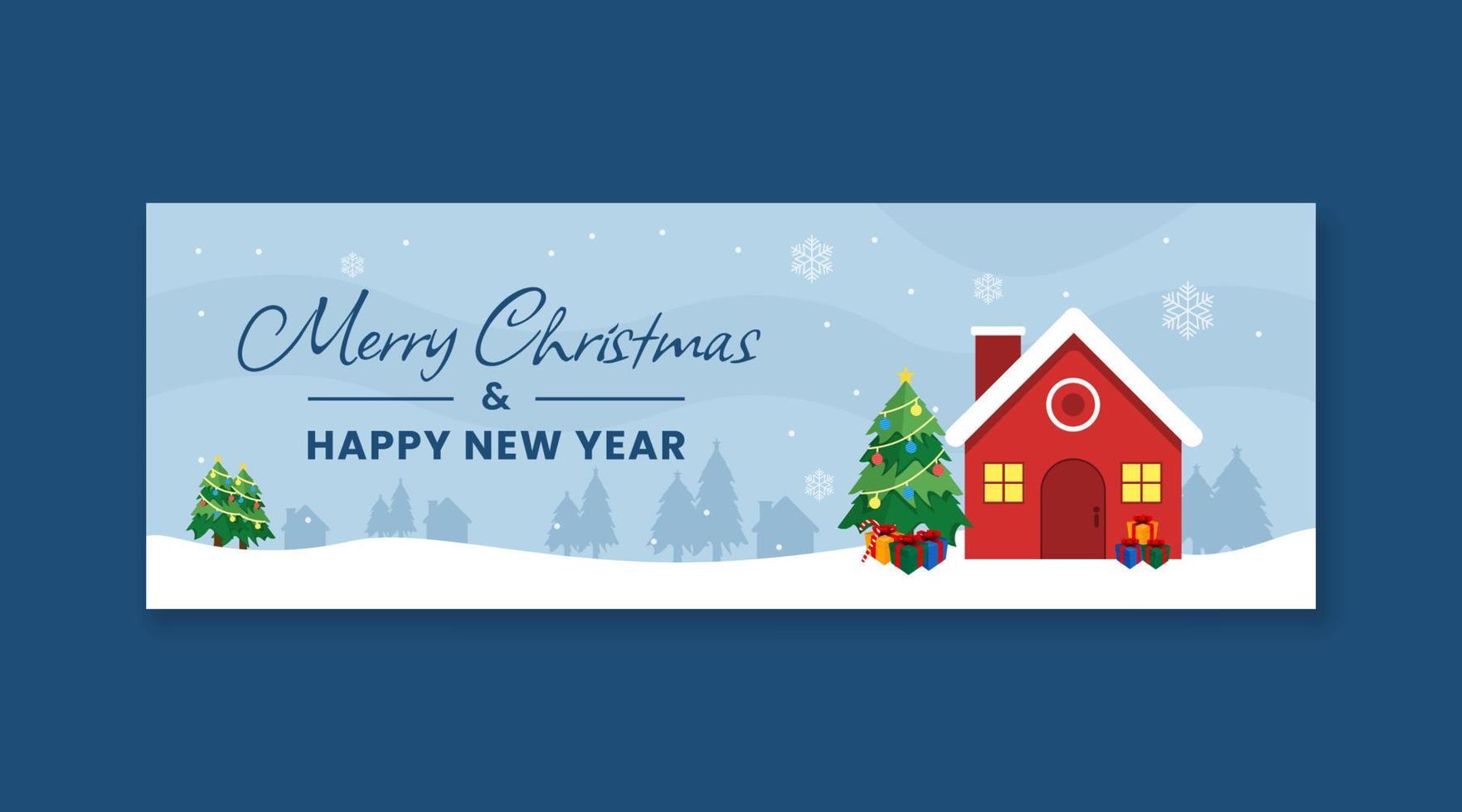 merry christmas and happy new year banner template vector
