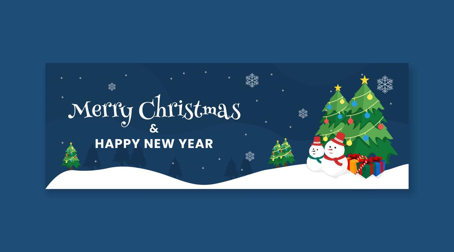 Merry christmas and happy new year banner template vector