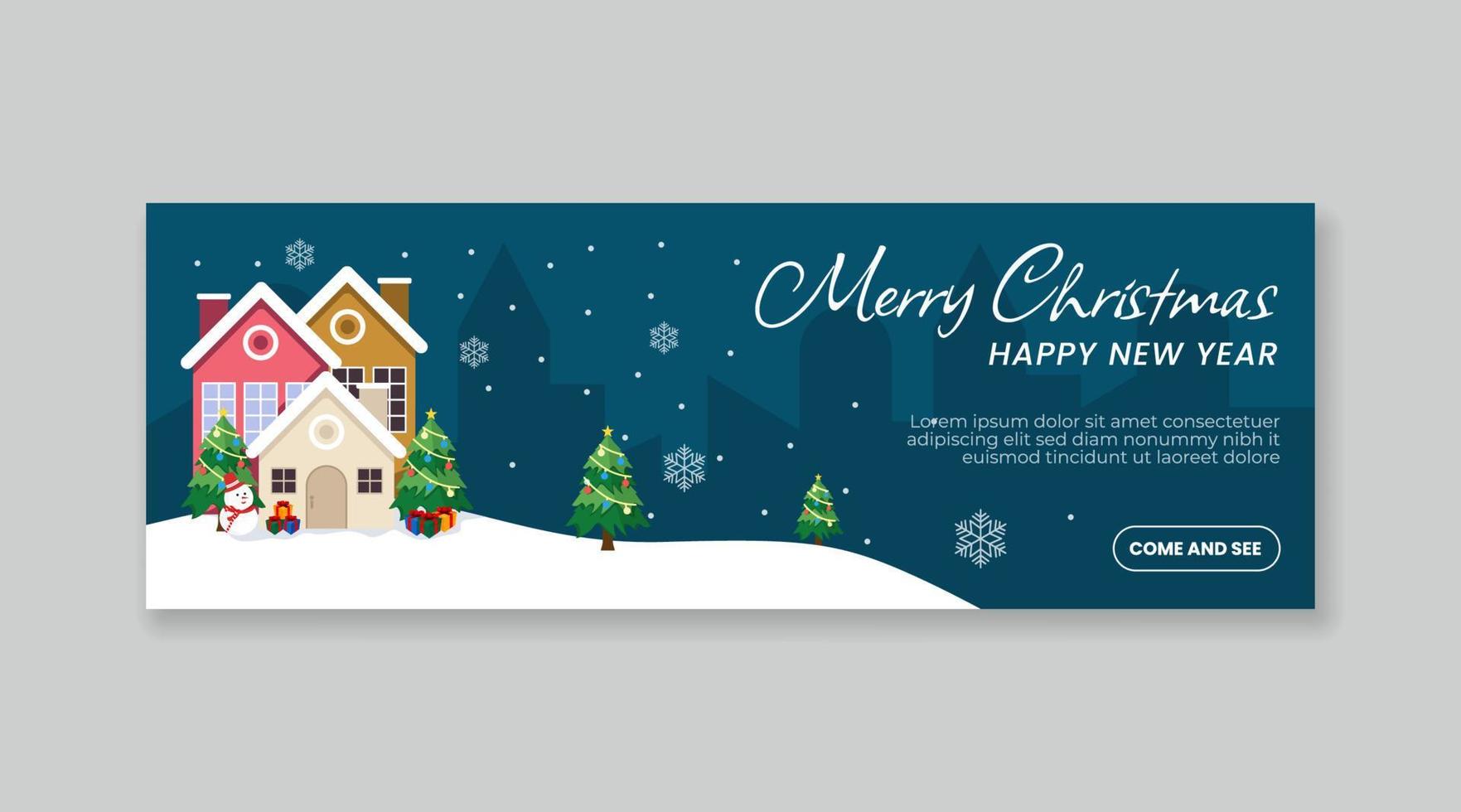 Merry christmas and happy new year banner template vector