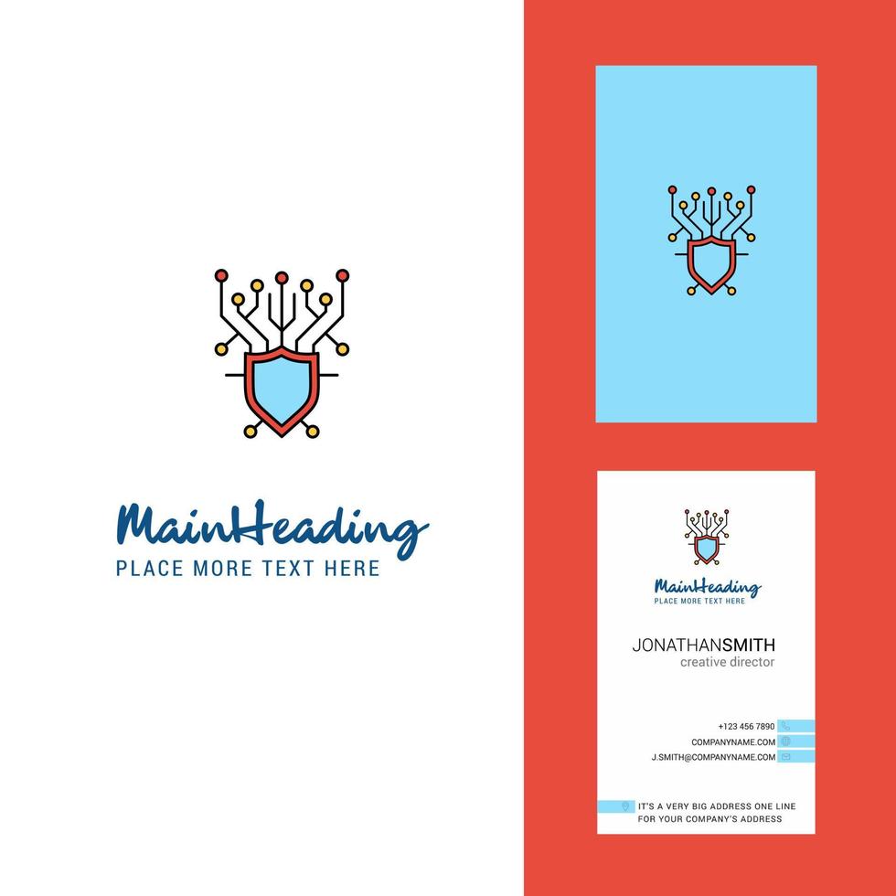 logotipo creativo de seguridad cibernética y vector de diseño vertical de tarjeta de visita