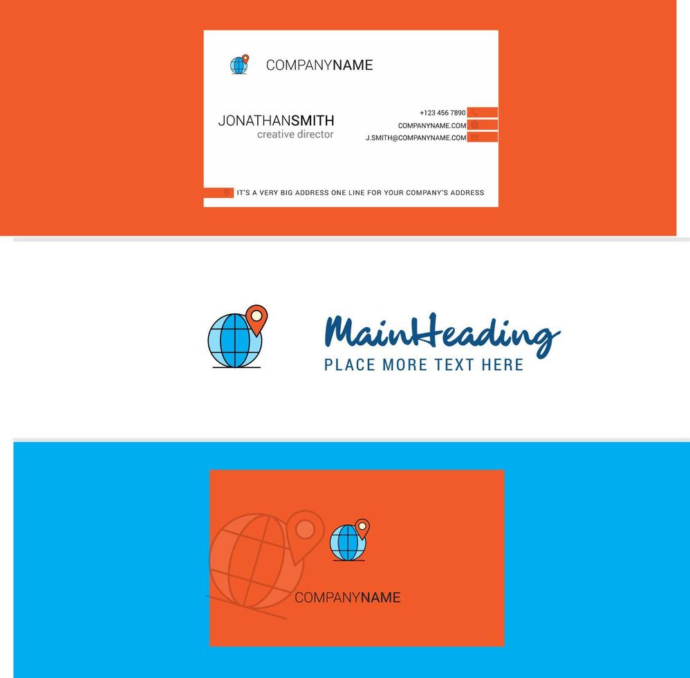Beautiful Globe Logo and business card vertical Design Vector
