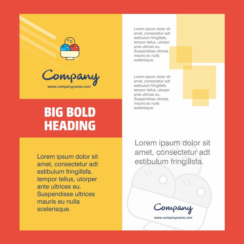 Ice cream Company Brochure Title Page Design Company profile annual report presentations leaflet Vector Background