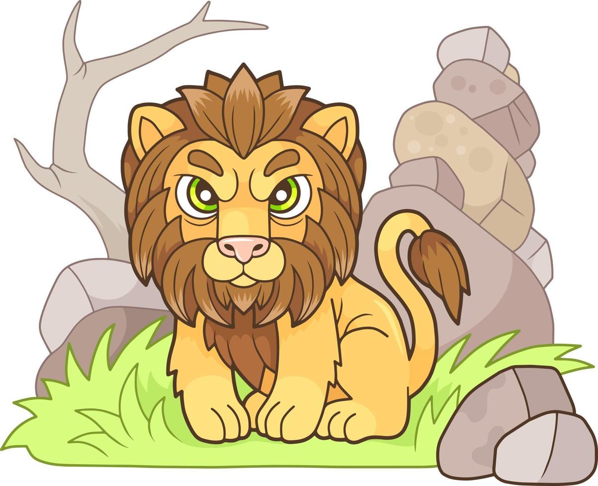 león de dibujos animados lindo vector